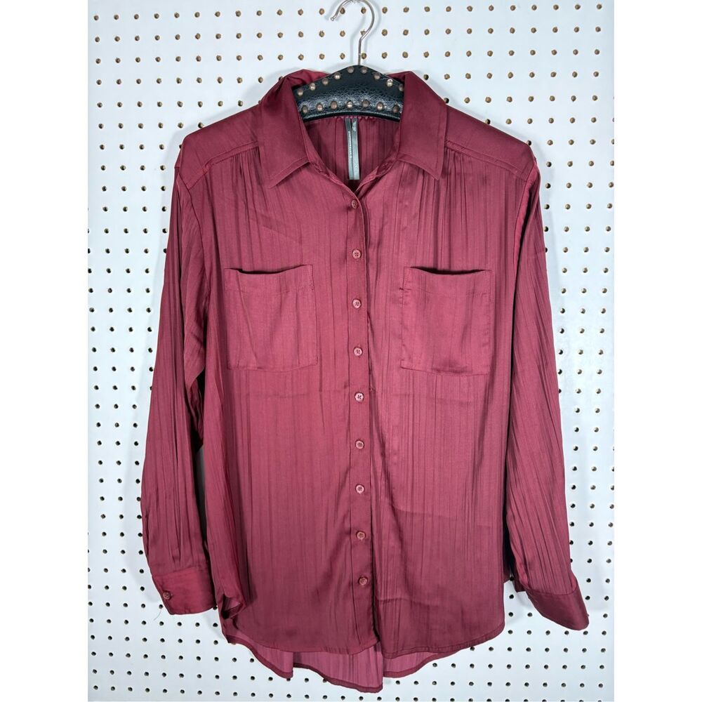 Anthropologie pleated button down blouse size M